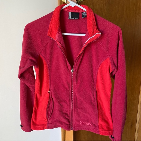 Marmot Red Fleece Zip-Up Sweater - Picture 1 of 5
